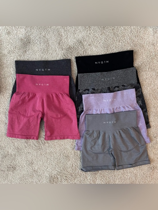 NVGTN Pants - NVGTN Seamless High-Waist Shorts Pack — Pink, Purple, Gray, Black